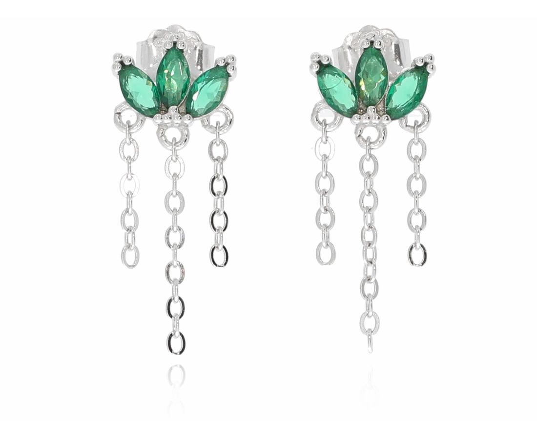 עגיל לוטוס כסף 925 נופל