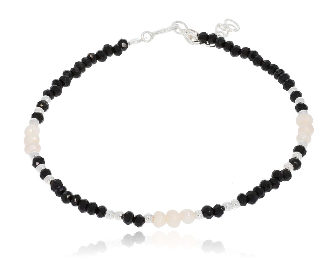 צמיד חרוזים + כסף 925 דגם בל