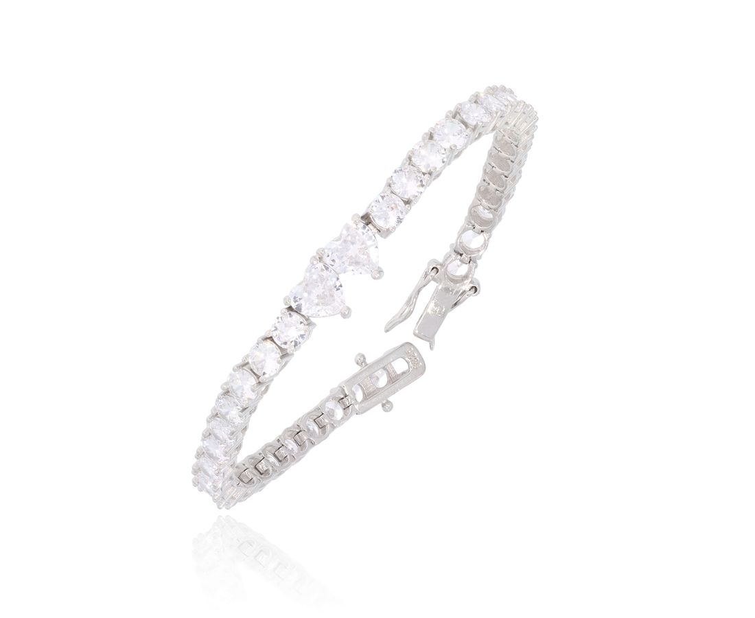 צמיד טניס 2 לבבות כסף 925