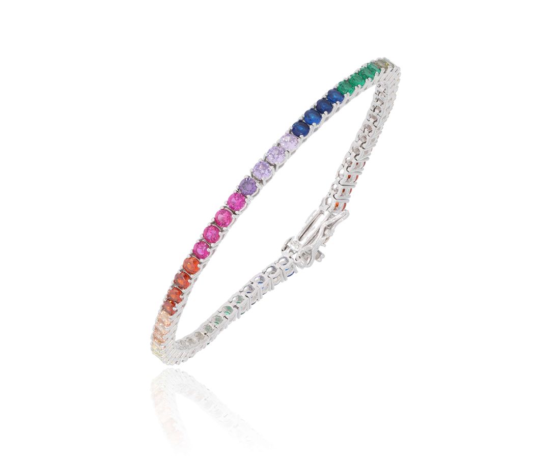 צמיד טניס צבעוני כסף 925 3 מ״מ