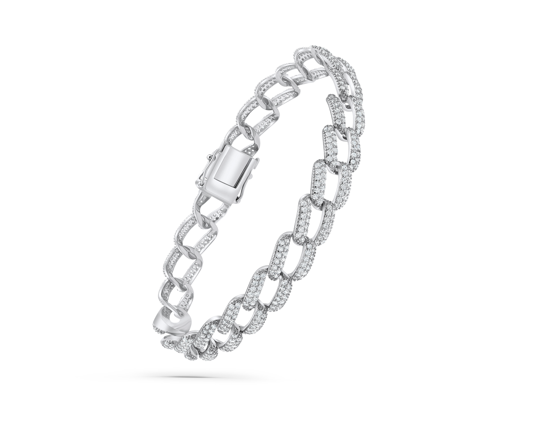 צמיד כסף גולן חוליות משובץ