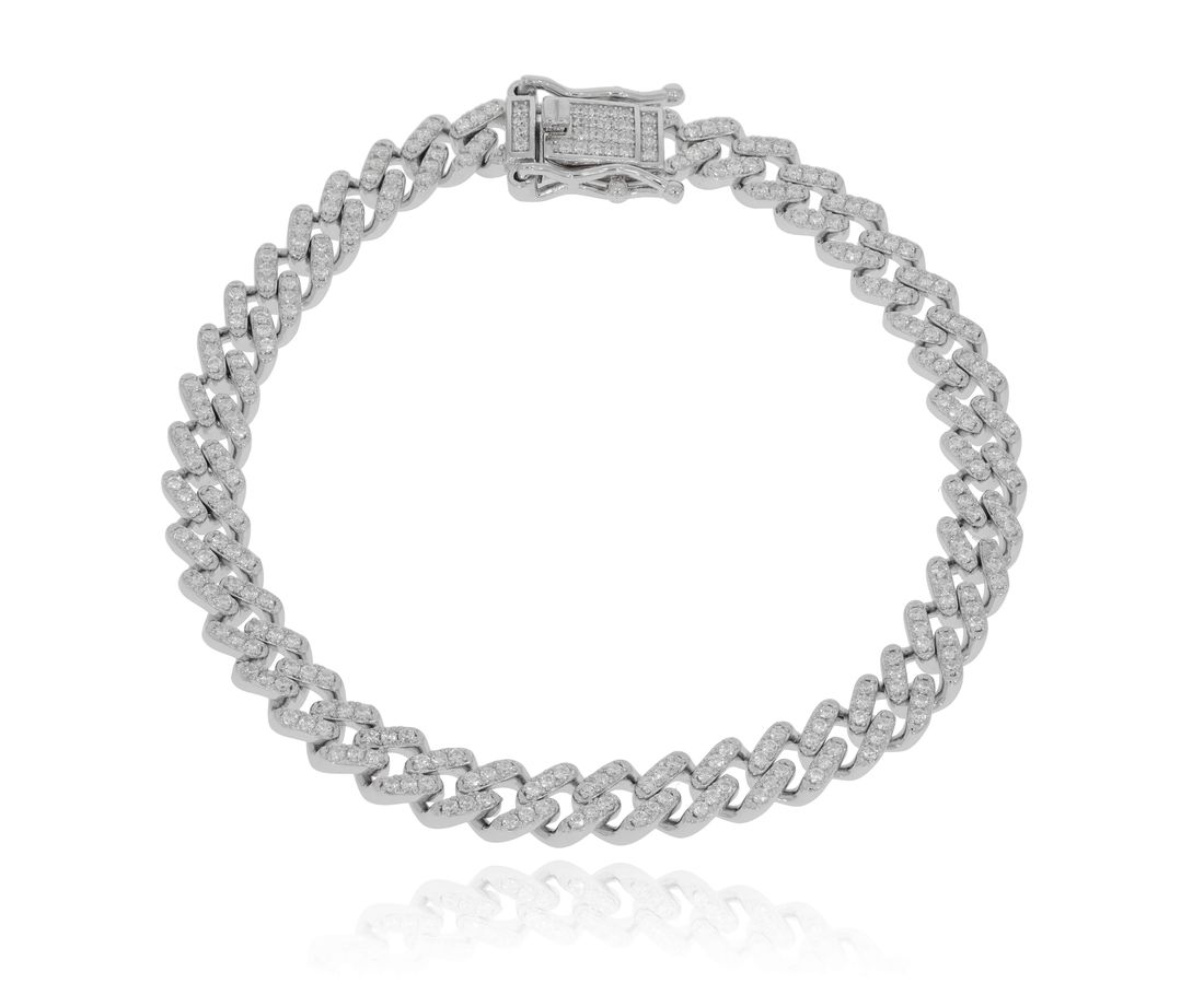 צמיד כסף חוליות שיבוץ מלא צר