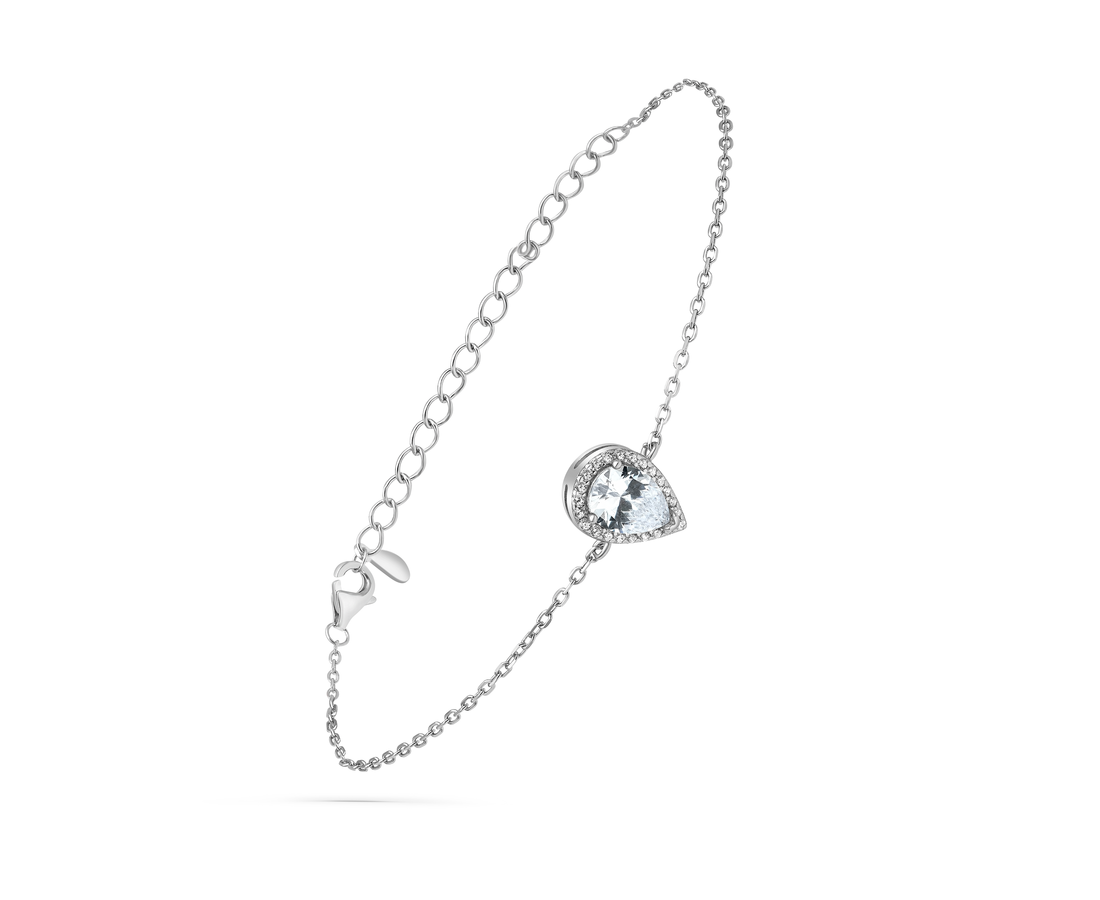 צמיד כסף טיפה משובצת