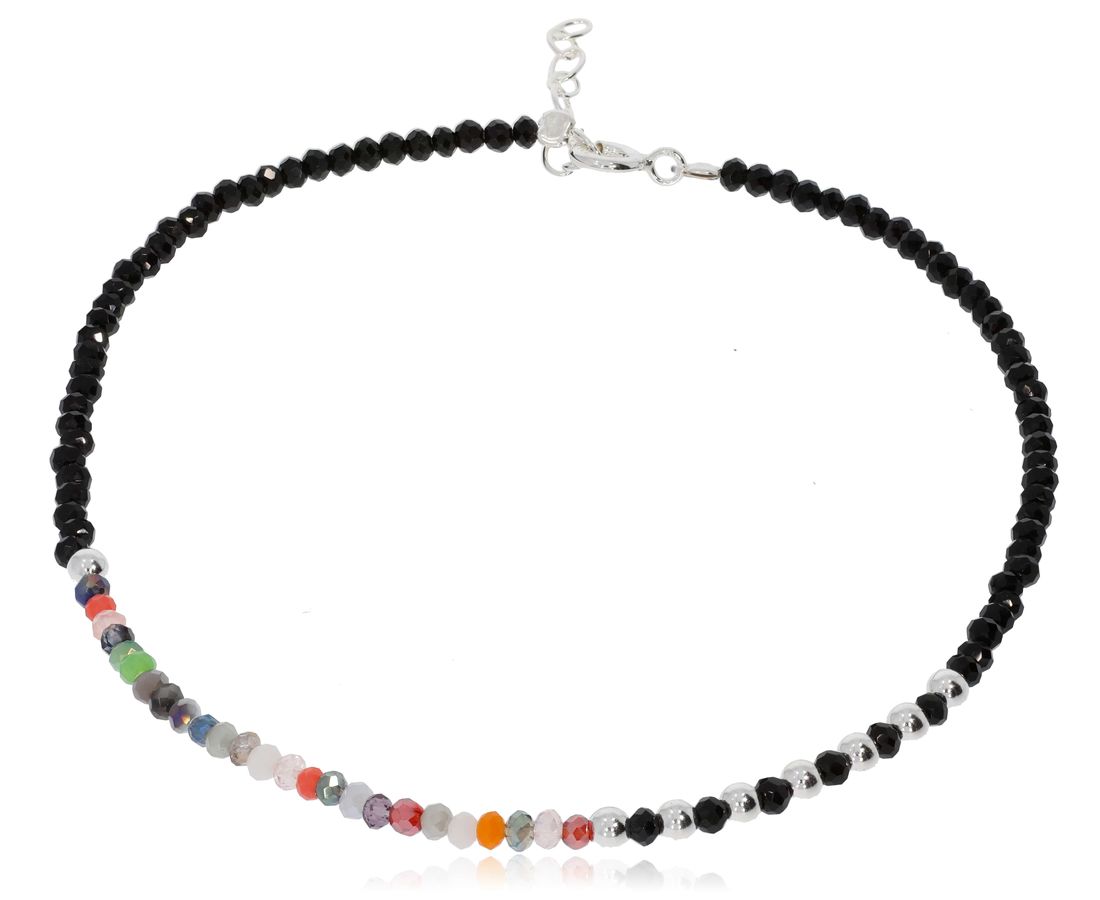 צמיד רגל חרוזים + חרוזי כסף 925