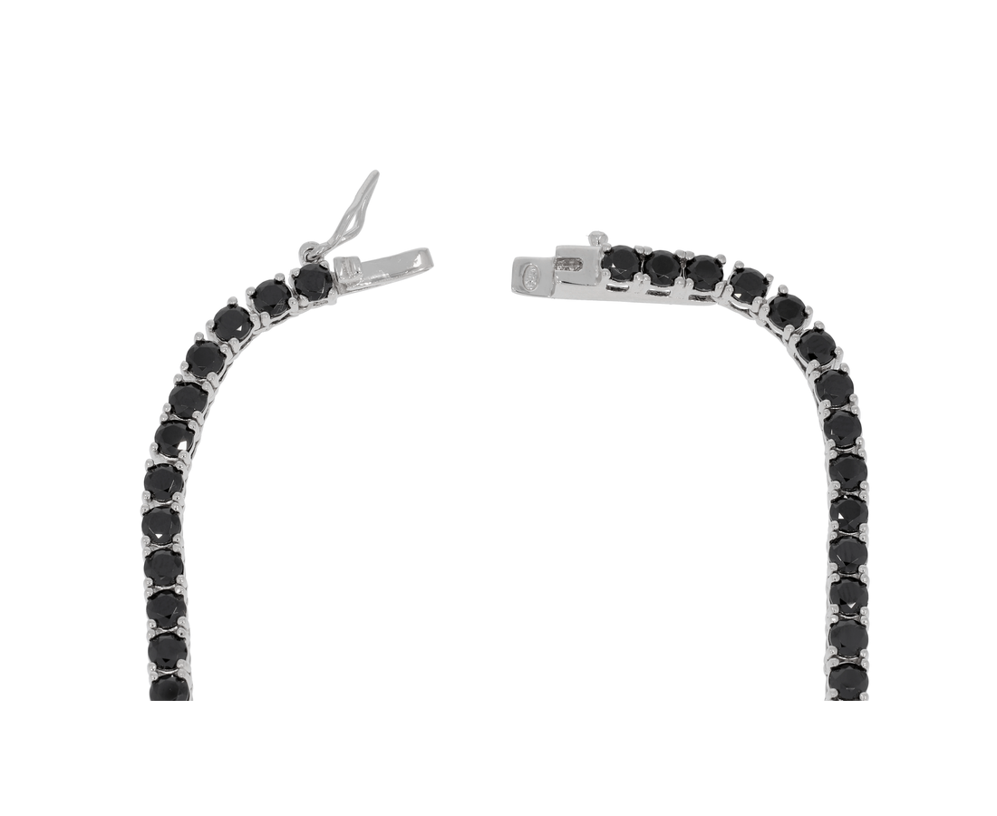 שרשרת כסף טניס שיבוץ שחור