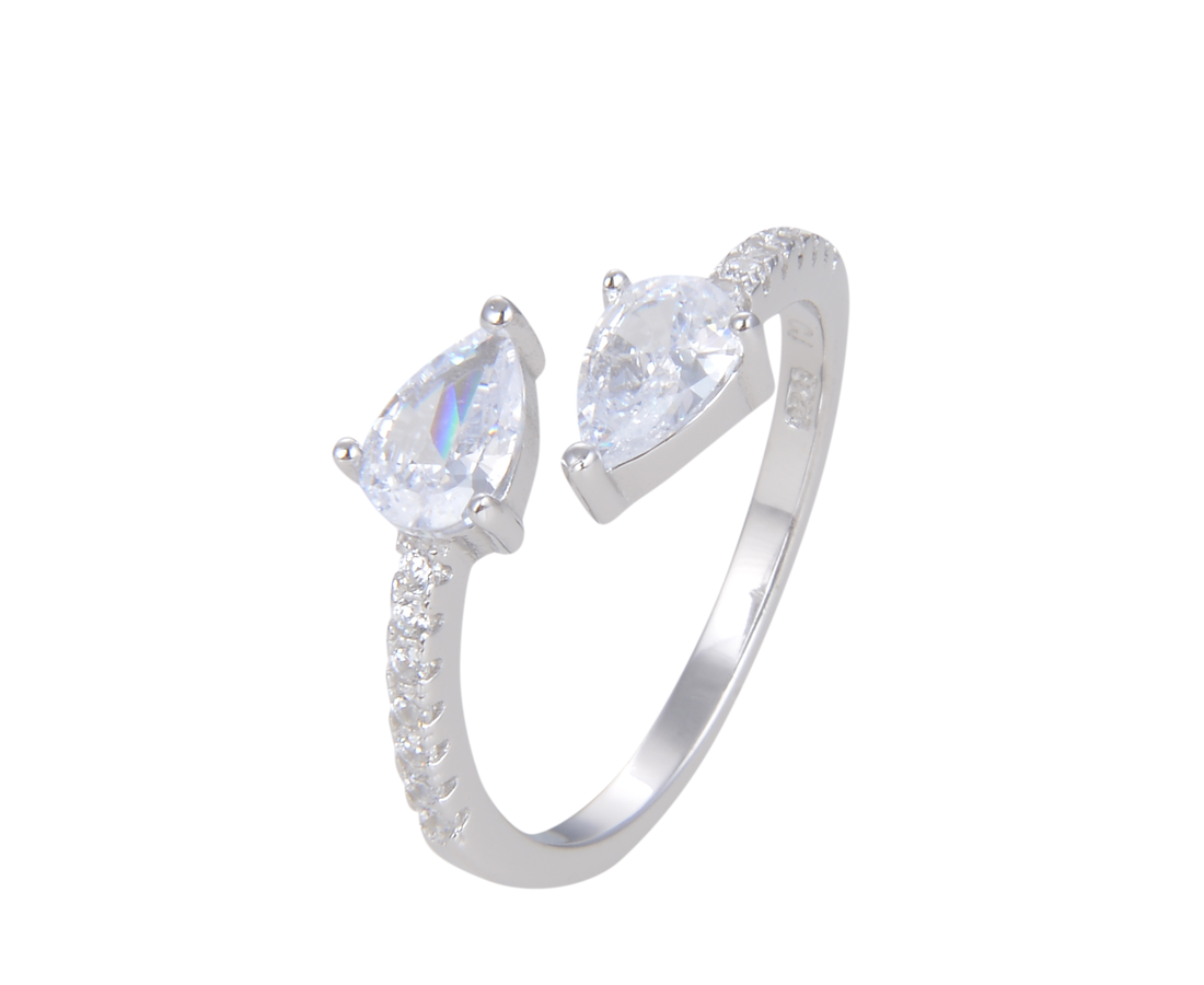 טבעת 2 טיפות משובץ