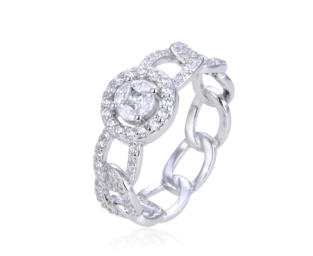 טבעת חוליות משובצת אבן מרכזית סוליטר