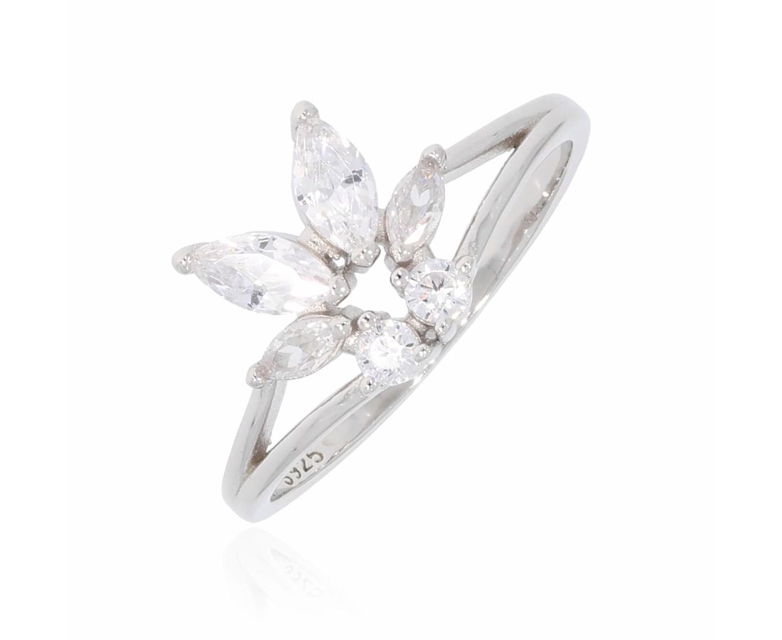 טבעת  חצי לוטוס כסף 925