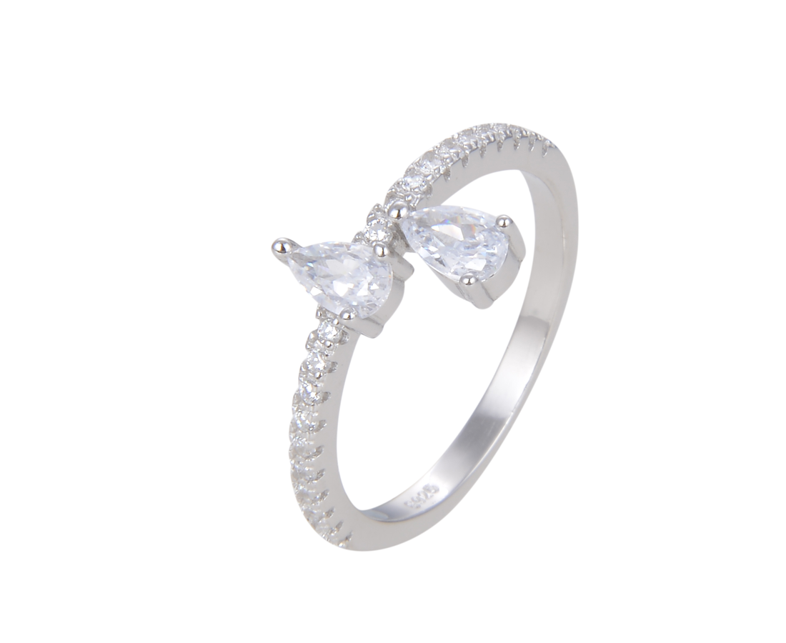 טבעת כסף 2 טיפות