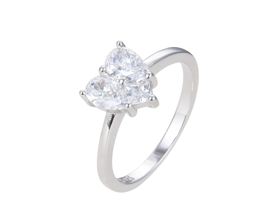 טבעת כסף לב