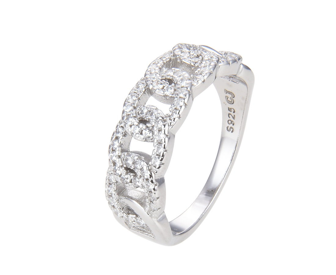 טבעת כסף מושבצת שנאל