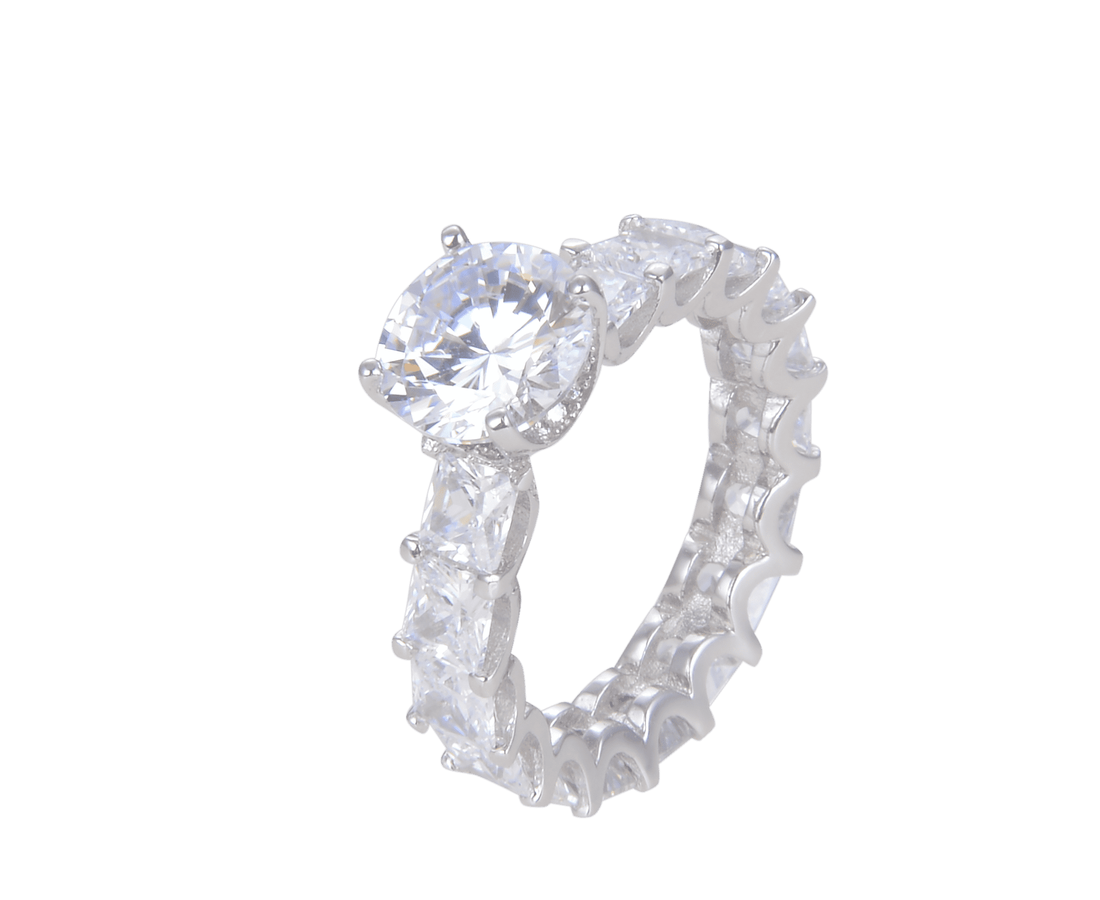 טבעת כסף משובצת שיבוץ מלא