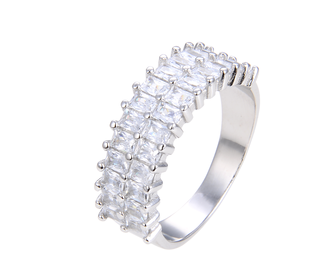 טבעת משובצת 2 שורות