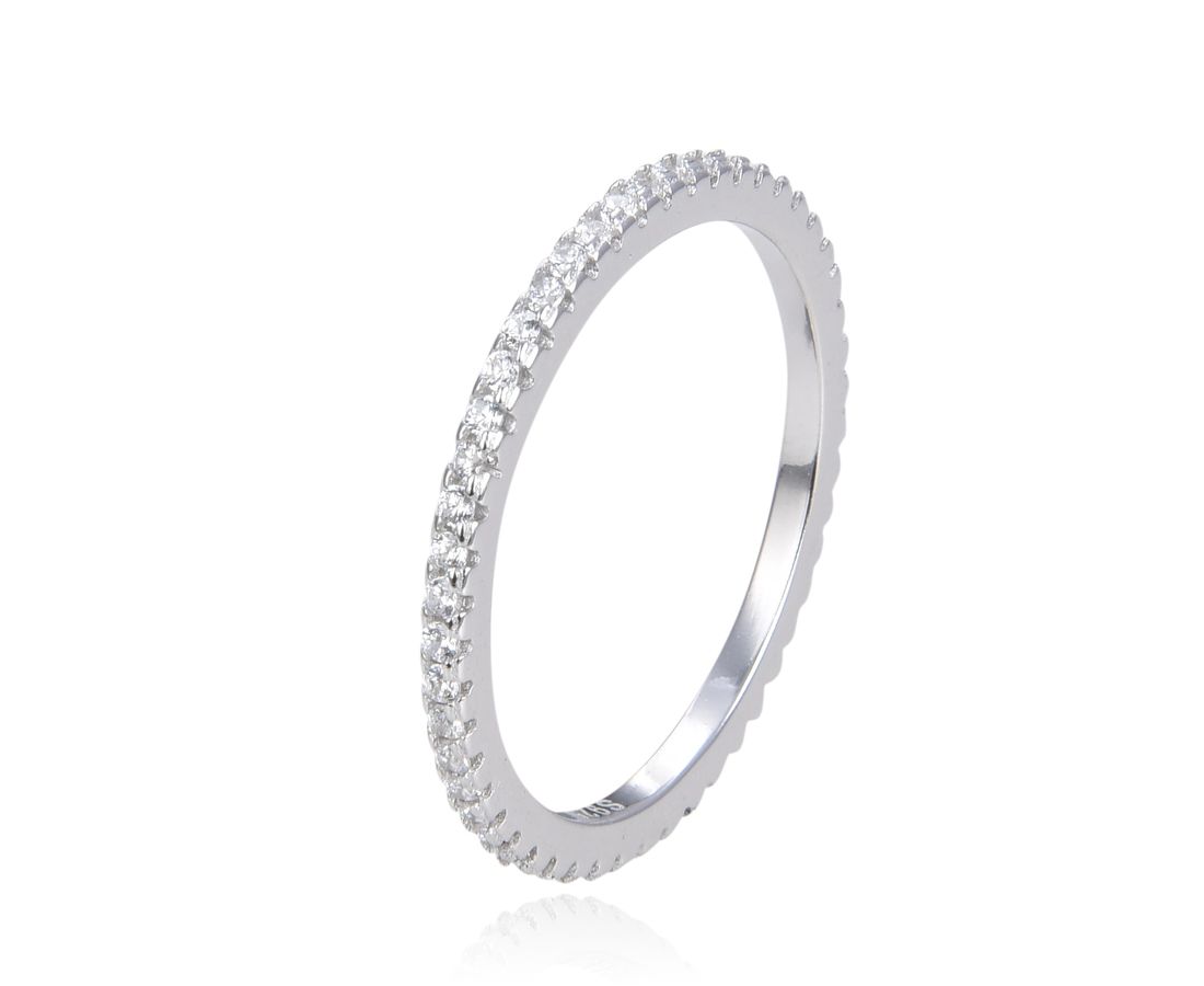 טבעת פס שיבוץ מלא מור