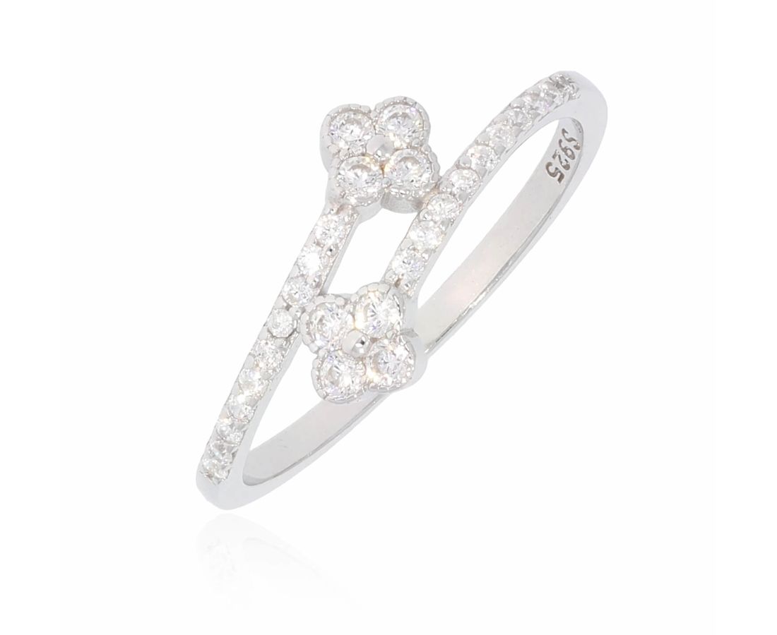 טבעת פרח כסף 925 כפול