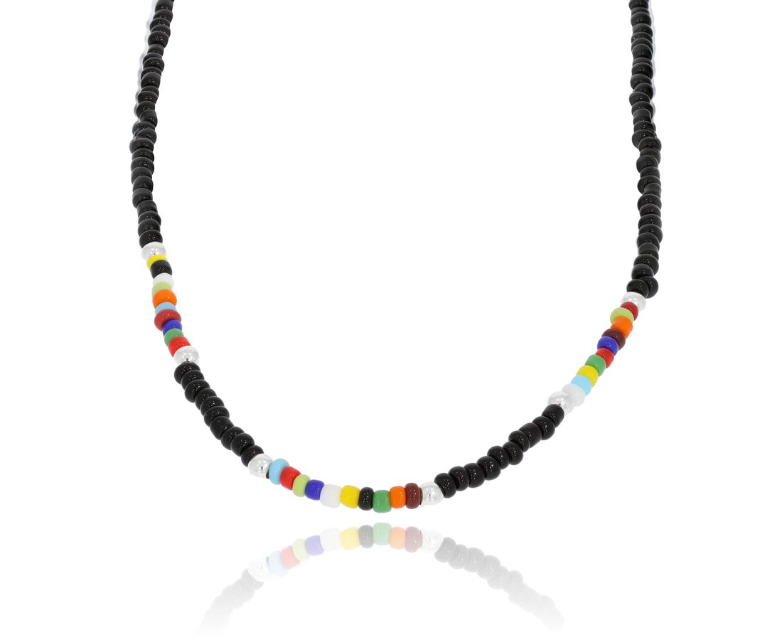 צ׳וקר חרוזים + כסף 925 שחור