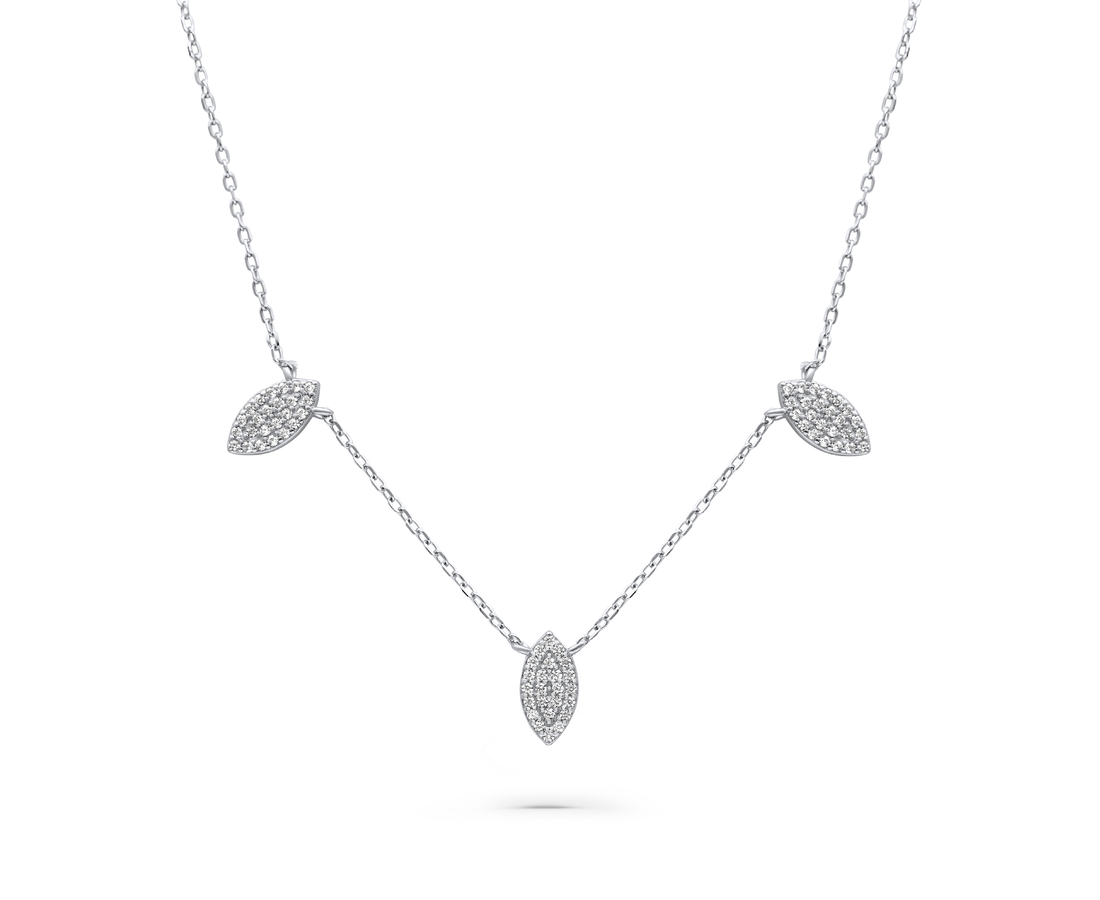 שרשרת כסף 3 אלמנטים משובצים