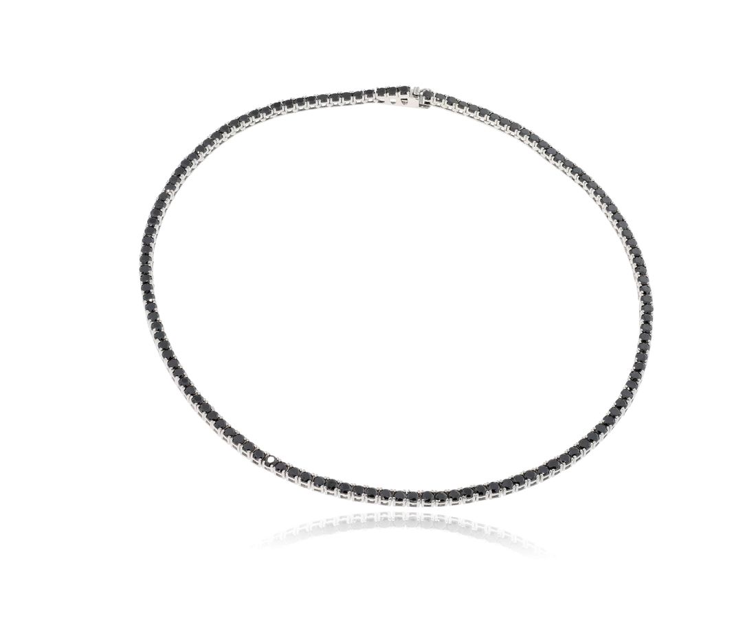 שרשרת כסף 925 טניס שחור 60c גודל אבן 3m