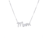 שרשרת כסף MOM עם אבן מרכזית