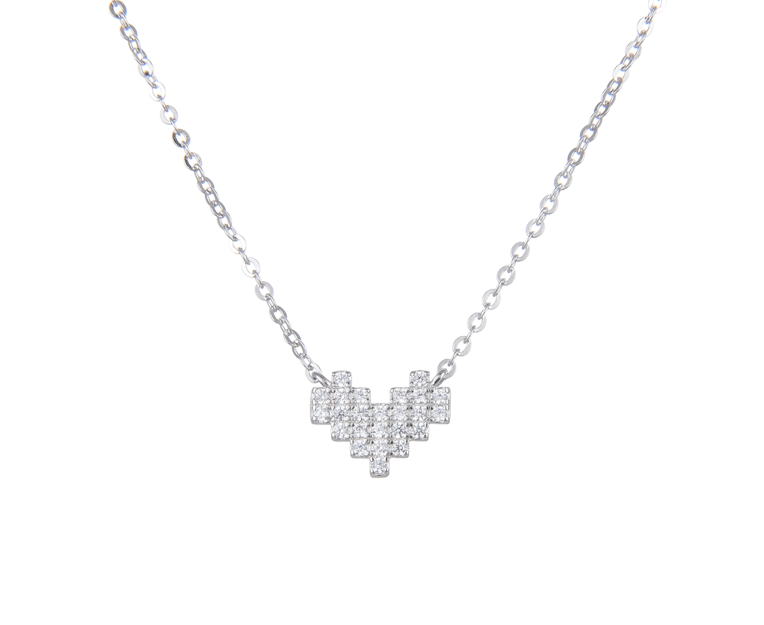 שרשרת כסף לב שיבוץ מלא