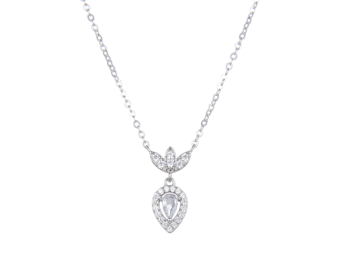 שרשרת כסף לוטוס עם טיפה נופלת