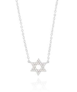 שרשרת כסף מגן דוד משובץ