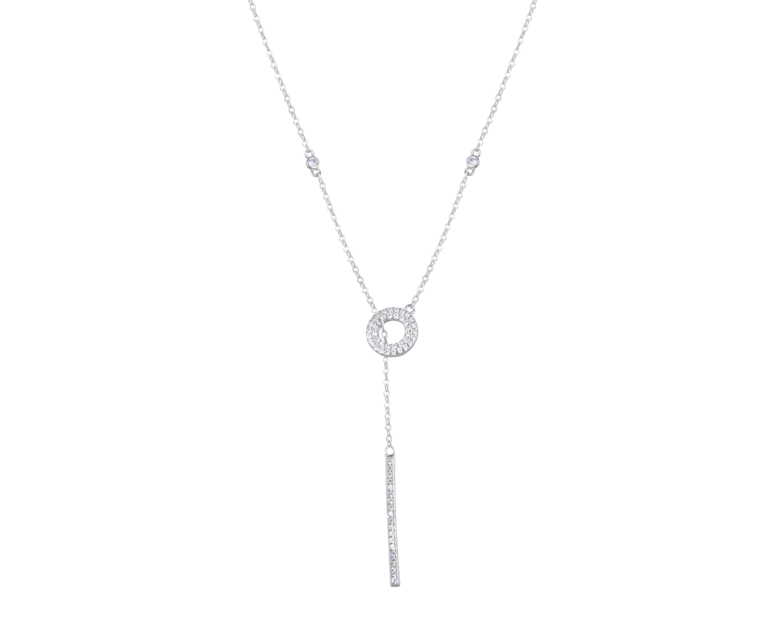 שרשרת כסף עיגול ופס