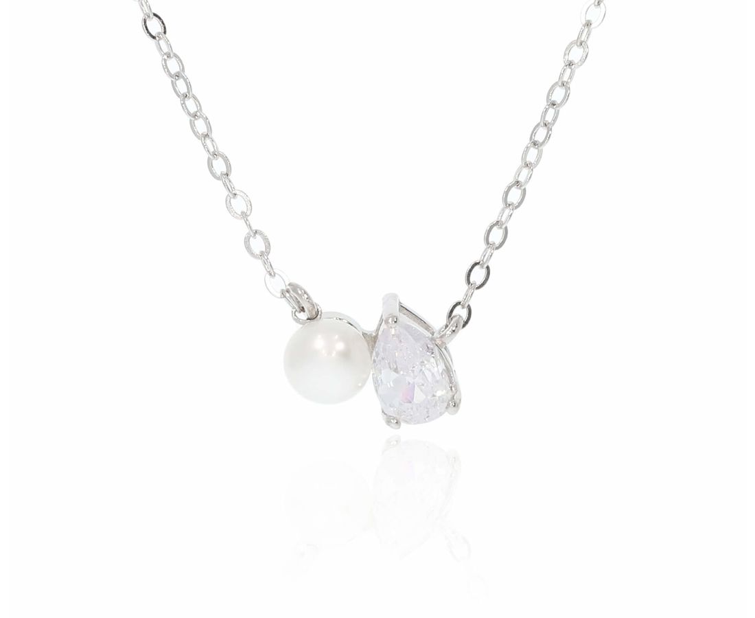 שרשרת פנינה וטיפה כסף 925